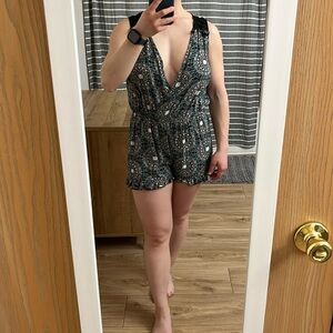 Joe B Black and White Paisley Romper